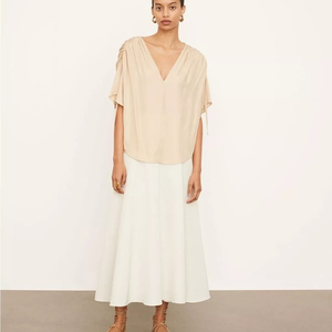 Vince Ruched Flutter Silk-Blend Top Medium‎